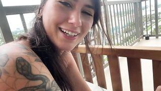 Public balcony sex with teenage step-sister Charlotte Mae