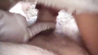 A guy got a messy cumshot on his dick from a hot amateur couple