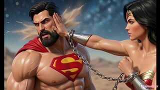 Superman and Wonder Woman fucked in a cartoon style