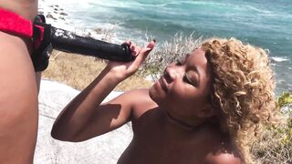 Porsha Carrera uses her big ass to pleasure Nina Rivera on the beach