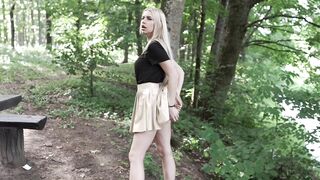 Sneaky outdoor anal play with anal beads and butt plug