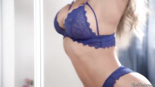 Blonde MILF Strips and Rides a Big Dildo